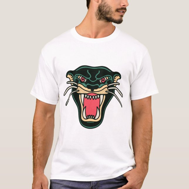 A black panther's head with its mouth open T-shirt (Front)