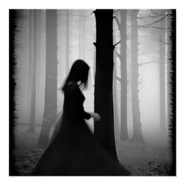A black shadow brushes past the tree poster (Front)
