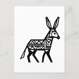 A Black Silhouette Patterned Donkey Tattoo Icon Postcard