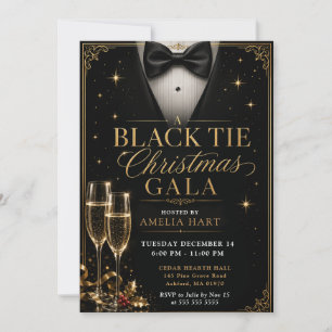 A Black Tie Christmas Gala Invitation