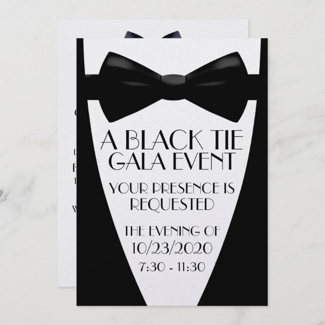 A Black Tie Gala Event Invitation (Front/Back)