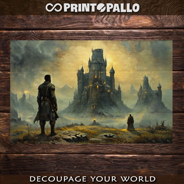 A black warrior and a magic castle before fight  tissue paper (Creator Uploaded)