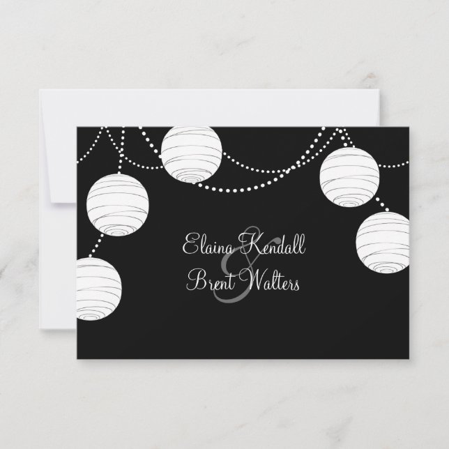 A Black & White Party Lanterns RSVP (Front)