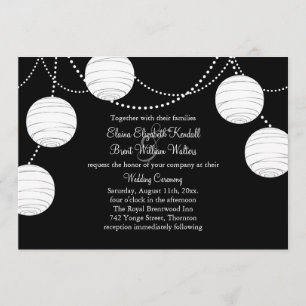 A Black & White Party Lanterns Wedding Invitation