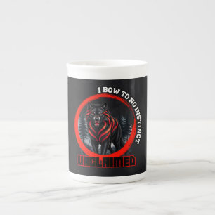 A black wolf in a foggy forest wildlife art bone china mug