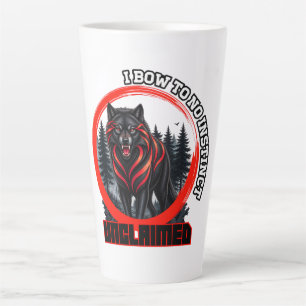 A black wolf in a foggy forest wildlife art latte mug