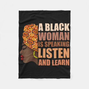A Black Woman Is Speaking Listen And Learn Traditi Fleece Blanket