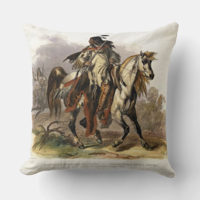 A Blackfoot Indian on Horseback, plate 19 from Vol Cushion (Front)
