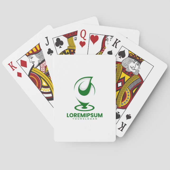 A blank playing card with a green Lorem Ipsum logo (Back)