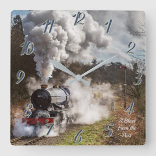A Blast from the Past Steam Locomotive Square Wall Clock