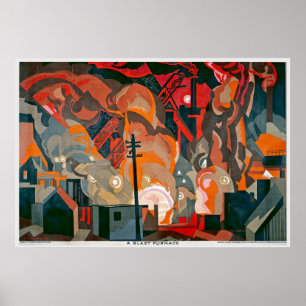 a blast furnace industrial poster