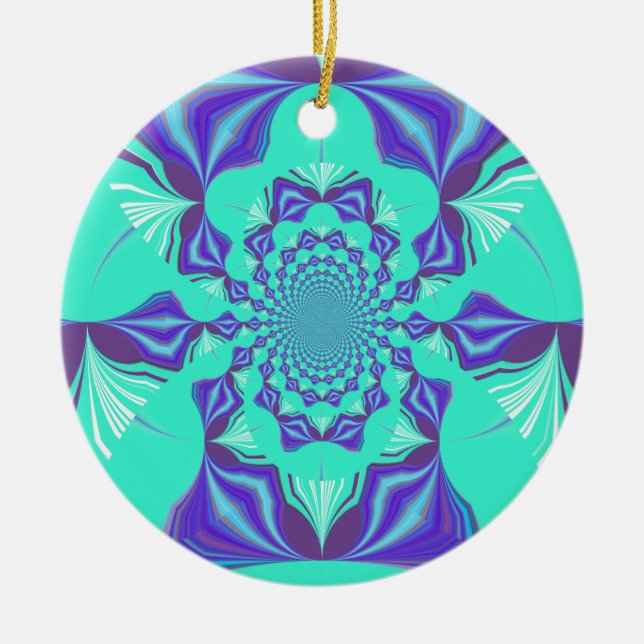 A Blend of Kaleidoscope and Mandala Art! Ceramic Tree Decoration (Front)