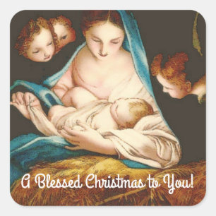 A Blessed Christmas Square Sticker