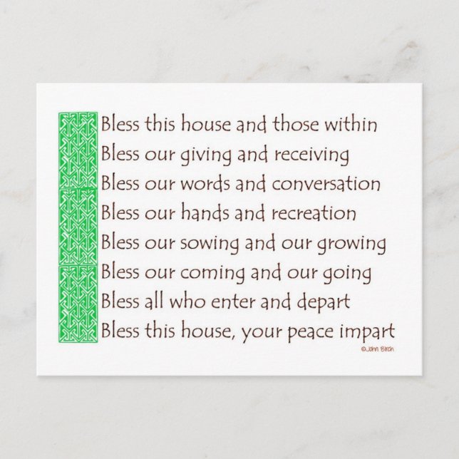 A blessing for a new home postcard (Front)