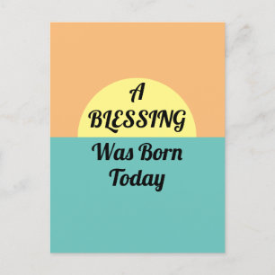 A BLESSING Was Born Today Retro Vintage Birthday Postcard