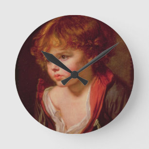A Blonde Haired Boy with an Open Shirt Round Clock