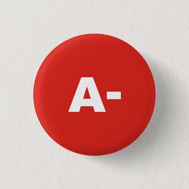 A- Blood Type / Group Rh (Rhesus) Negative Badge (Front)