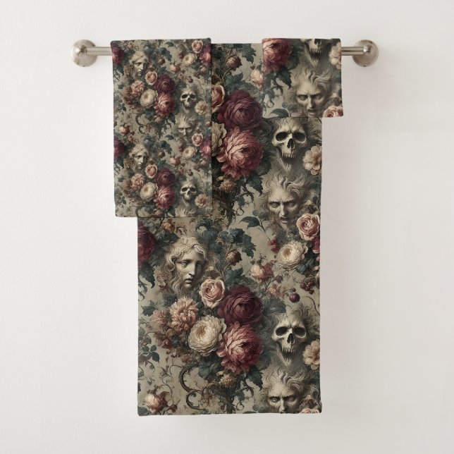 A Bloom to Hold on To – Gothic Victorian Bath Towel Set (Insitu)
