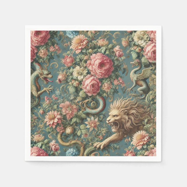 A Blooming Mythos – Mythical Victorian Design Napkin (Front)