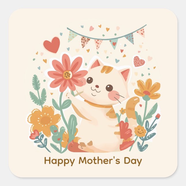 A Blossom from a Grateful Cat Square Sticker (Front)