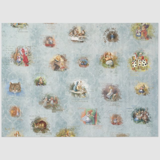 A Blue Alice in Wonderland Series Design 1 Tissue Paper (Front)