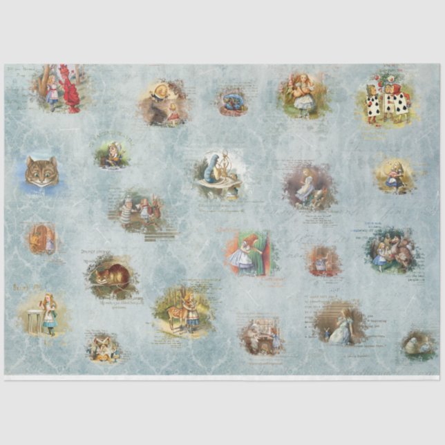 A Blue Alice in Wonderland Series Design 3 Tissue Paper (Front)