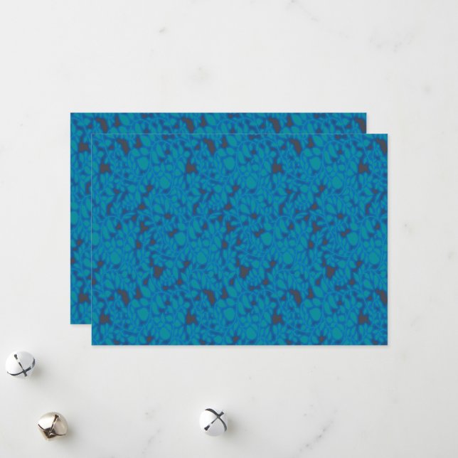a blue and black background with a pattern holiday card (Front/Back In Situ)