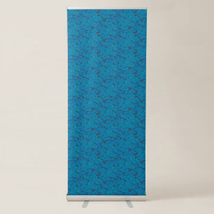 a blue and black background with a pattern retractable banner