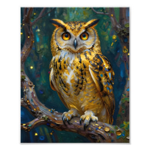 A Blue and Gold Majestic Owl   Photo Print