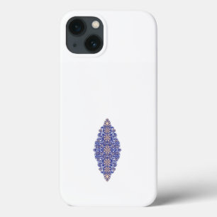a blue and gold pattern on a white background iPhone 13 case