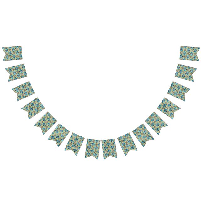 a blue and green pattern on a green background bunting  (All)