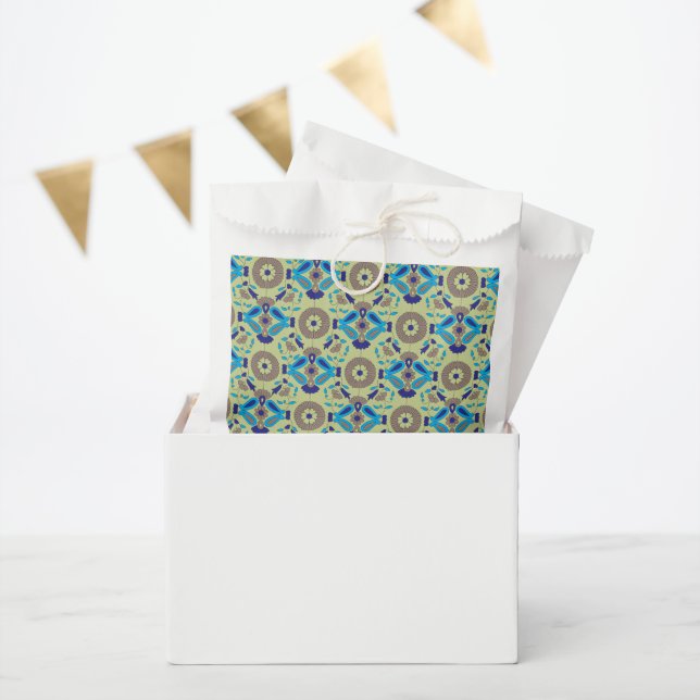 a blue and green pattern on a green background favour bags (Party)
