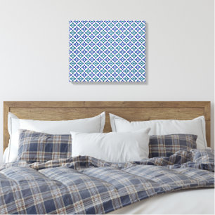 a blue and green pattern with a white background canvas print