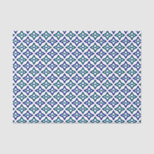 a blue and green pattern with a white background tissue paper