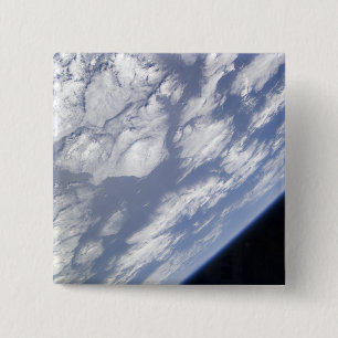 A blue and white part of Earth 15 Cm Square Badge