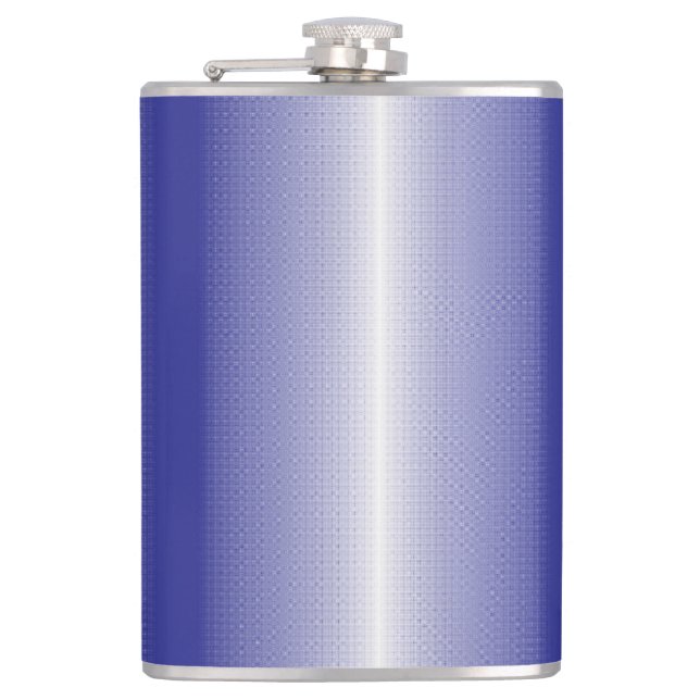 a blue and white striped background hip flask (Front)
