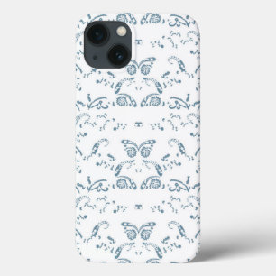 a blue and white wallpaper with a pattern on it iPhone 13 case