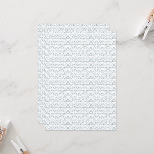 a blue and white wallpaper with a pattern on it invitation (Front/Back In Situ)