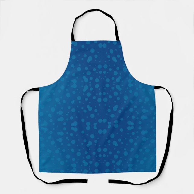 A blue apron with a subtle polka dot pattern  (Front)