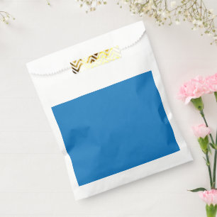 a blue background with a black and white clock favour bags