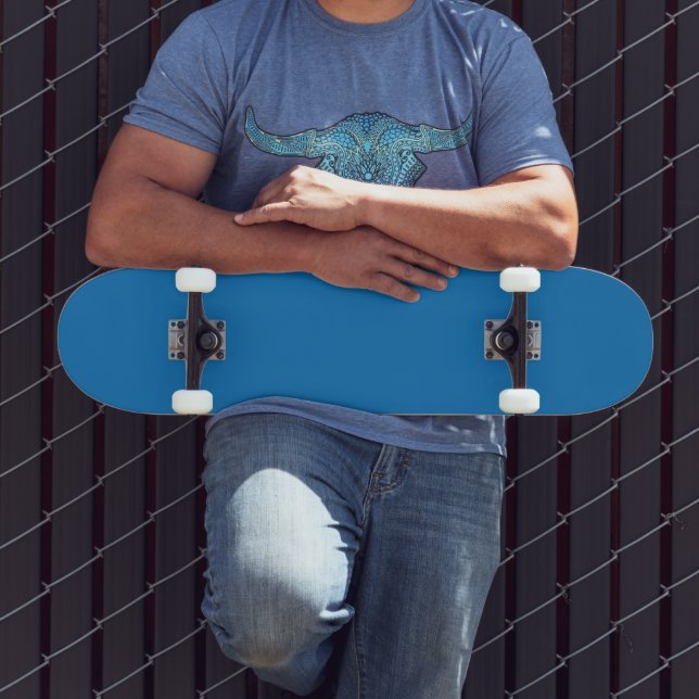 a blue background with a black and white clock skateboard (Outdoor 3)
