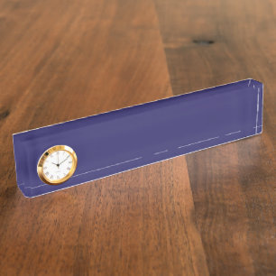 a blue background with a clock on it nameplate
