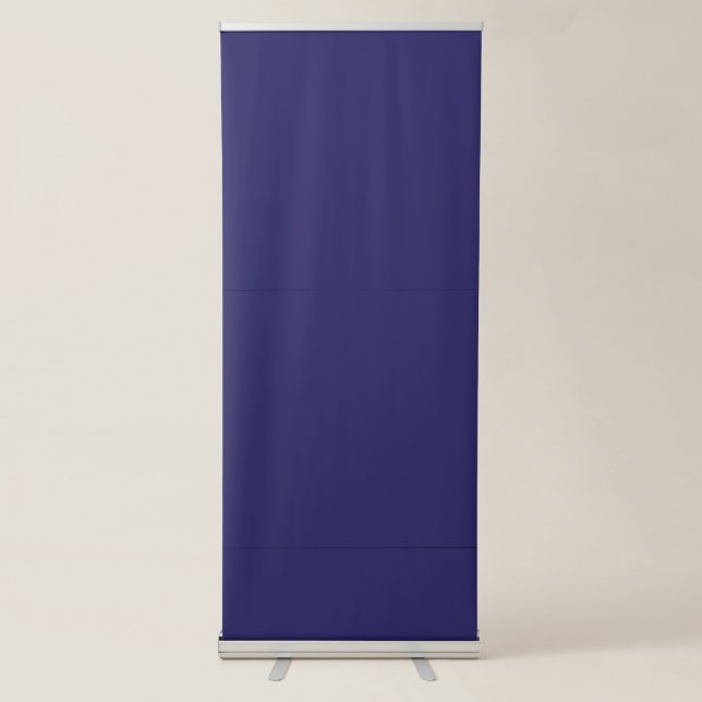 a blue background with a clock on it retractable banner (Front)
