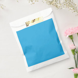 a blue background with a favour bags