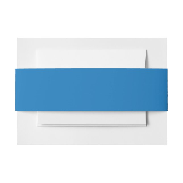 a blue background with a invitation belly band (Front Example)