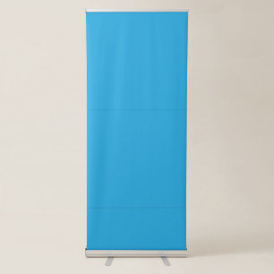 a blue background with a retractable banner