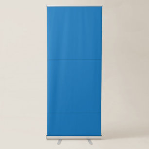 a blue background with a retractable banner