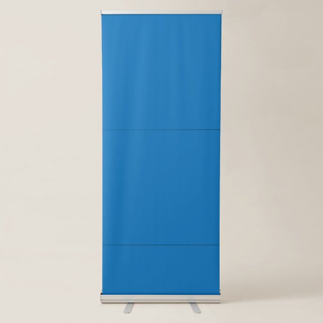 a blue background with a retractable banner (Front)