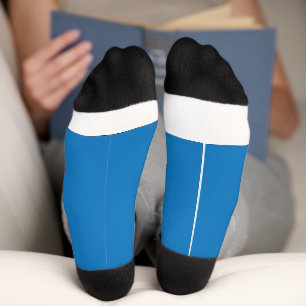 a blue background with a socks