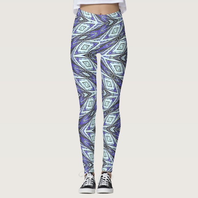 A blue chevron texture "Ratti_Creative_Arts"   Leggings (Front)